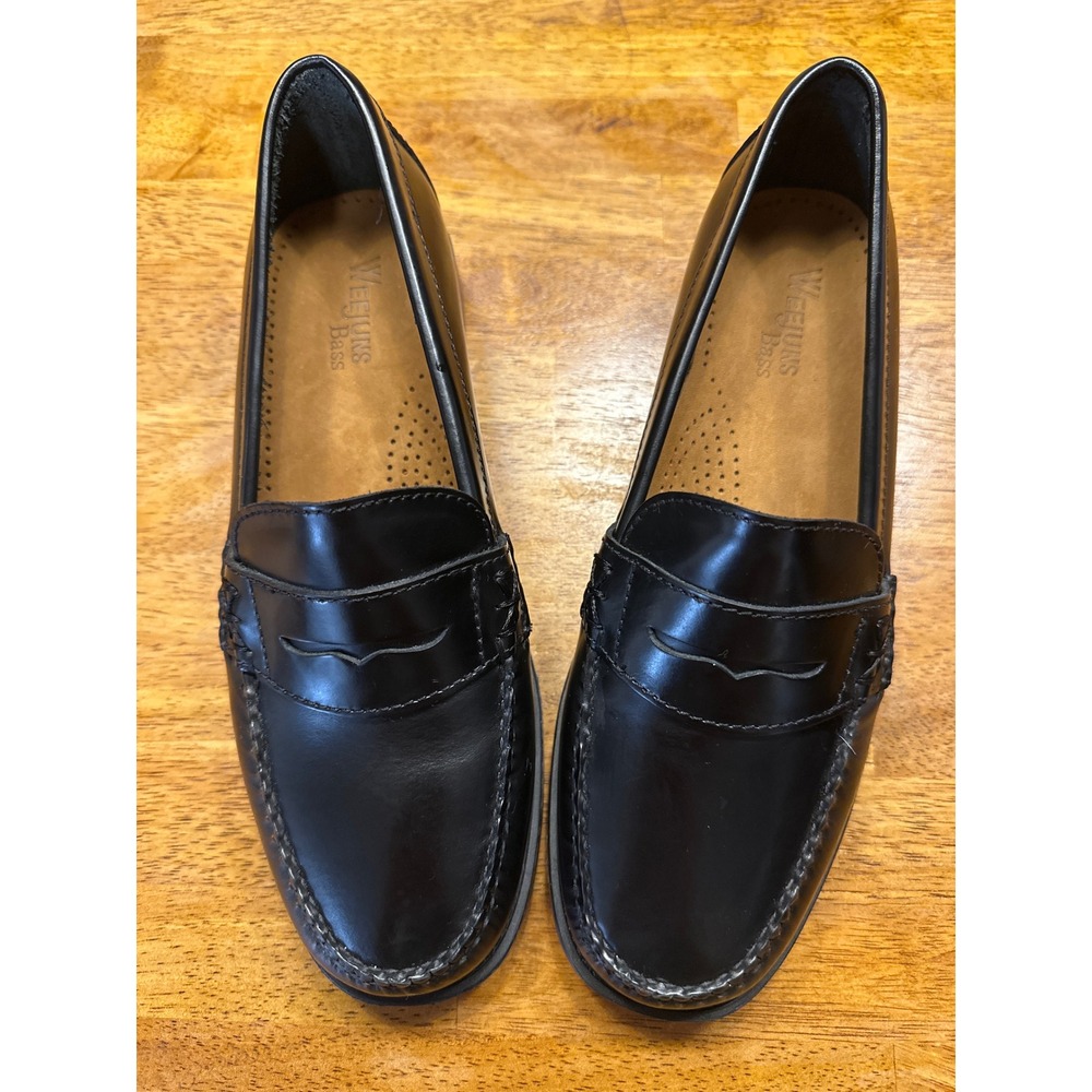 GH Bass Weejuns Katherine Black Leather Penny Loafers Womens 7.5W 3401-001